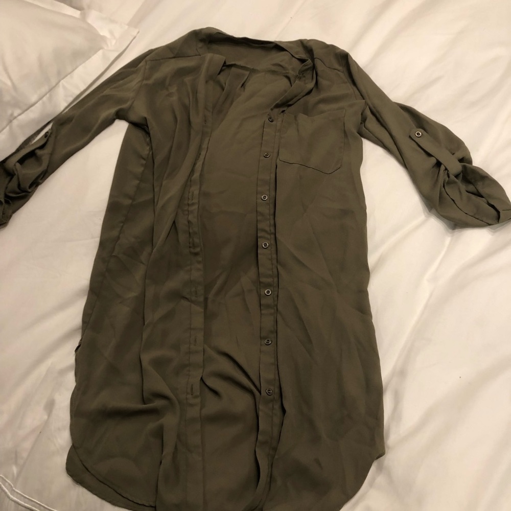 Flawy cover up, green, tunic with buttons: small